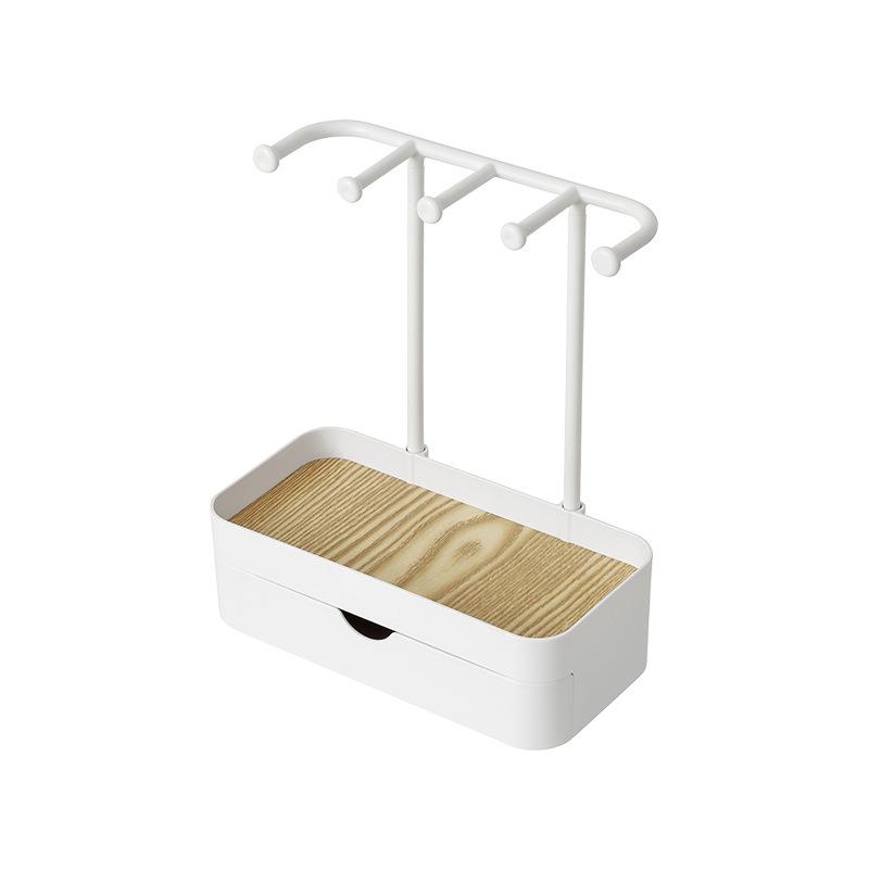 Japanese double-layer jewelry storage rack with drawers, ring and earring jewelry storage and organization rack, necklace and hair tie hanger