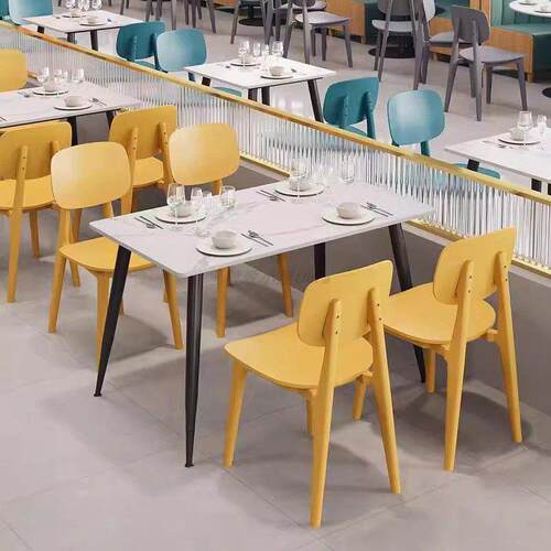 商用快餐店专用餐饮小吃店学校员工食堂长方形新款岩板餐桌椅组合 - 图3