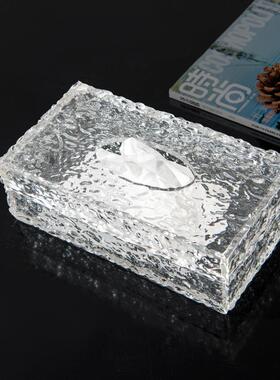 现代简约轻奢透明装饰抽纸盒摆件纸巾盒样板房家居软装饰品