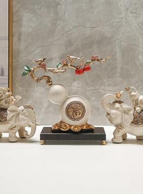 大象摆饰一对客厅招财入户玄关电视柜家居饰品搬家礼物乔迁新居