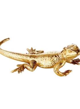 创意轻奢金色蜥蜴样板房客厅办公室装饰品手工覆古桌面装饰摆件