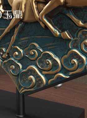 新款摆新中式八骏马在摆件招件财客厅玄关办公室现轻奢乔迁开业礼