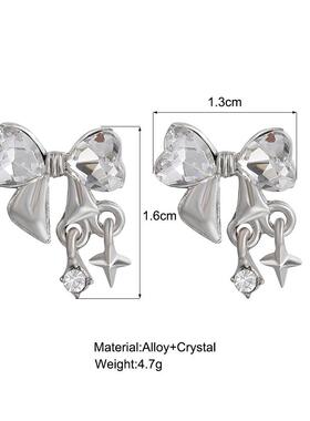 Bow stud earrings新款芒星锆石蝴蝶结耳钉轻奢高级感耳环耳饰女