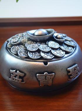 创装意缸覆古浮雕聚宝盆吸引财00312富，大烟灰与盖子吸引财，富