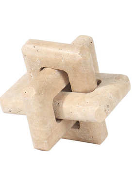 新中式黄洞石环扣几何摆件创意家居样板房酒店桌面软装工艺品摆设