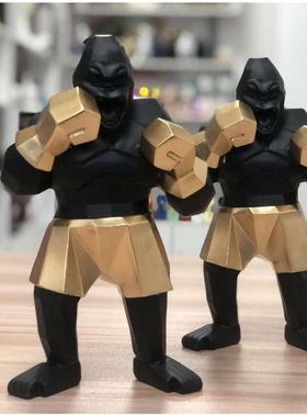 拳击拳套金刚猩猩猴子雕塑摆件潮流潮玩网红现代几何抽象能量健身