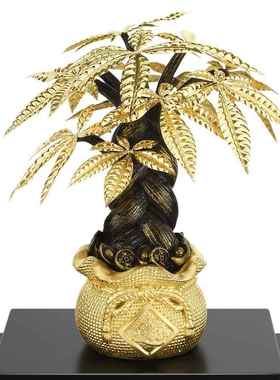 高档金箔发财树酒业柜饰品厅摆件家居客办公室装招财摇钱树创意开