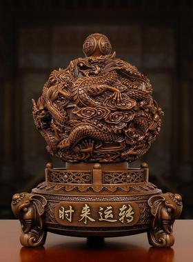 2025新款玄关摆件氛围感摆件木纹时来运转九转乾坤鼎创意中式开业