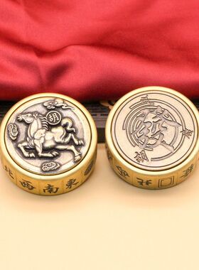 黄铜马上胡转转手把件麻将胡转转创意解压手把件工艺品