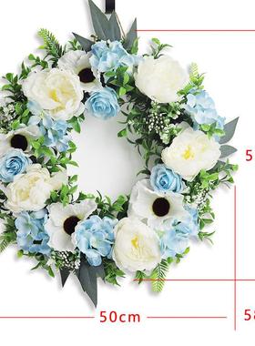 新品仿真花春天花环春天仿真花花环人造门挂现货花环