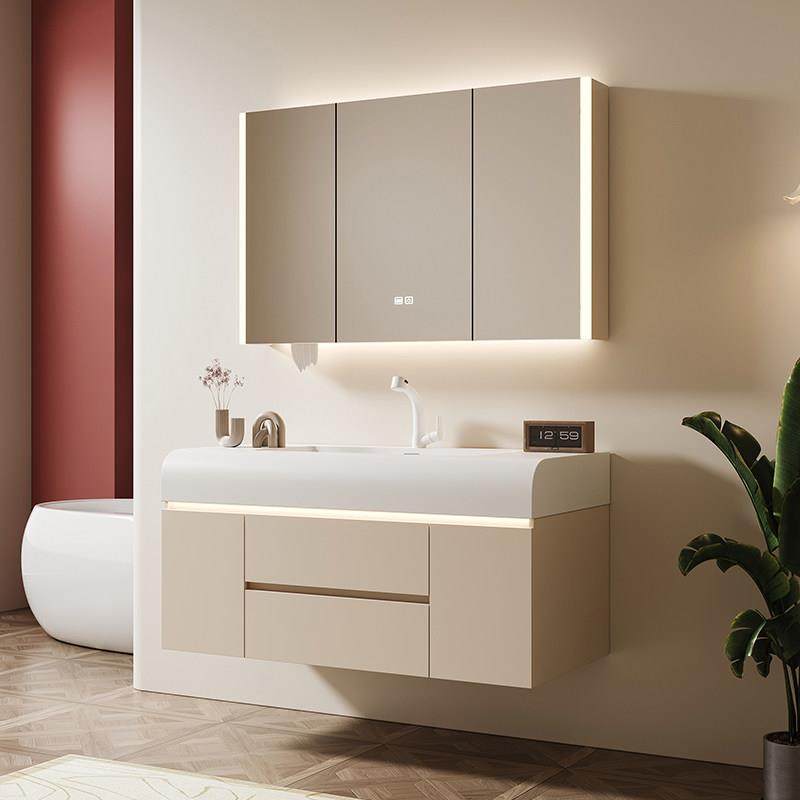 新款奶油风浴室柜组合肤感陶瓷一体盆洗手池柜洗脸洗漱台组合台面,淘宝优惠券,粉丝福利购,淘宝优惠卷