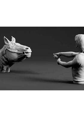 跨境亚马逊热销人拉马仿真树脂工艺品庭院微景观小摆件饰品装