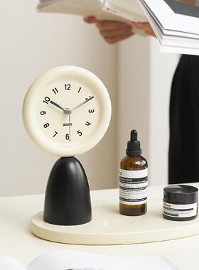 TYOS374wozo钟m家居奶油风客厅桌面时摆件玄视关座钟托盘电o柜装