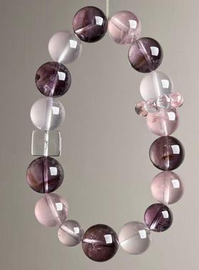 天然紫超七绿幽灵绿发晶银发晶紫水晶双尖轻奢高级感女手串