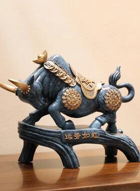 牛摆件招财老板办公室桌面摆台装饰工艺品公司开业礼招财进宝