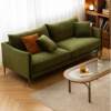 Retro style velvet sofa, small apartment furniture, fabric sofa, living room, simple modern straight row three-person sofa