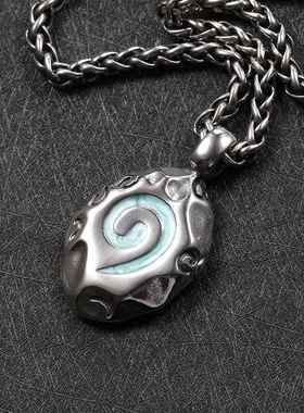 炉石传说嘻哈项链男潮个性复古男士吊坠钛钢挂链魔兽世界周边长款