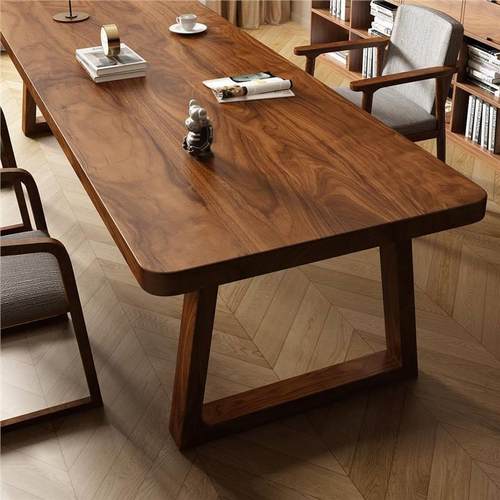 南美胡桃木高档实木大书桌椅家用书房学习桌工作台办公客厅长条桌 - 图2