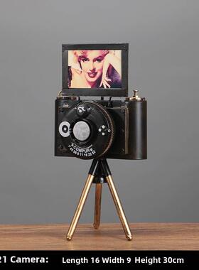 覆古怀旧老式手工铁相机模型装饰品人工道具展示陈设家居装饰品