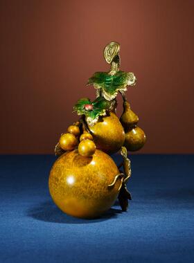 箐铜记 《五福临门》葫芦铜摆件家居装饰品客厅玄关乔迁新居礼品