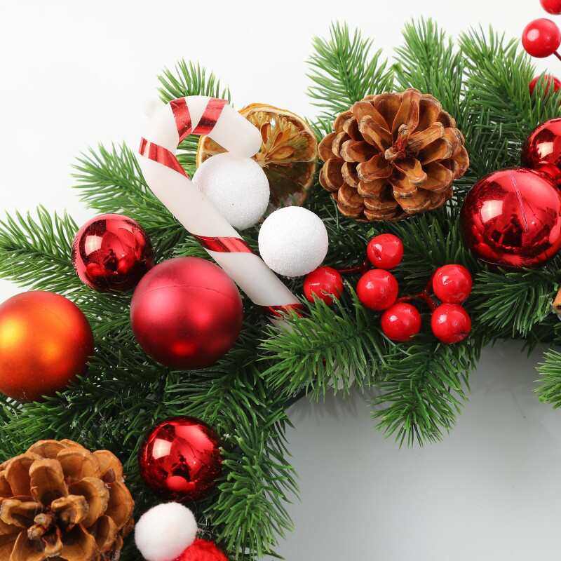 圣诞塑料球花环橱窗松果花圈门饰 节日装饰品墙壁挂饰,淘宝优惠券,粉丝福利购,淘宝优惠卷