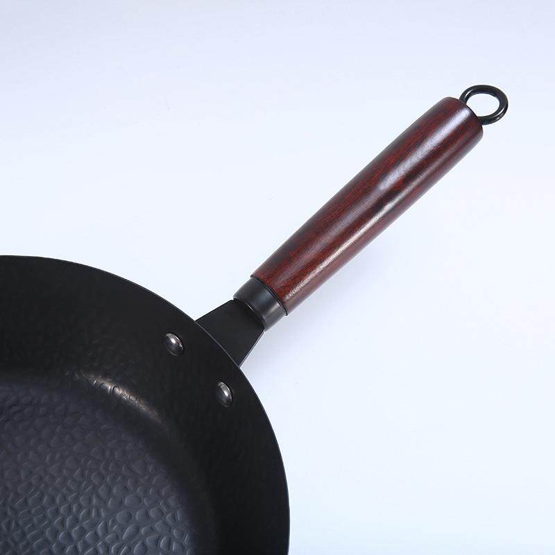 中式新款加厚锻打无涂层煎锅精铁锤纹不沾平底锅多功能木柄煎炒锅,淘宝优惠券,粉丝福利购,淘宝优惠卷
