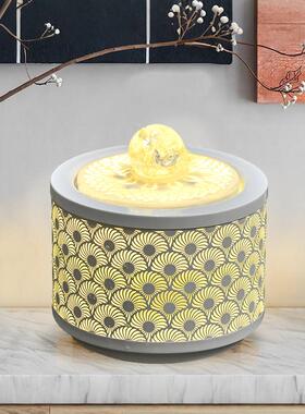 桌面现代ltao7480家居轻循环流奢水生财风轮摆转件迷你招财时来运