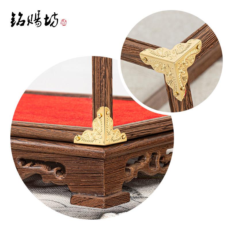 Mahogany glass cover Guanyin Buddha statue cultural toys antique crafts ornaments chicken wing wood cage display dust cover customization
