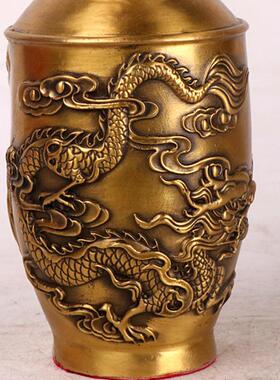 杨铜记铜花瓶摆件龙凤花瓶工艺品摆件插花花瓶