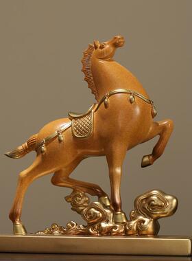 高档件新中式高端马摆马到成功平办步青云公室老板桌面装饰业品开