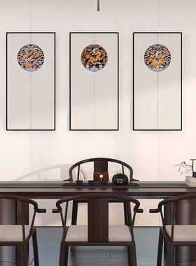 新中式客厅装饰画中国风玄关餐厅壁画多联组合竖版沙发背景墙挂画