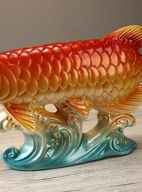 年年有余有寓意创意锦鲤鱼招财摆件玄关酒柜电视柜新年客厅装饰品