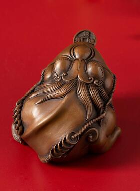 铜金蟾摆件三足小蟾蜍男士把玩物工位工艺品家居客厅书桌装饰品