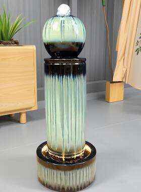 陶瓷流水喷泉加湿器摆件客厅现代轻奢循环水风水招财水系景观造景