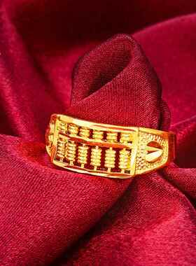 越南铜沙如意算黄盘GJ-51复金古开口戒指镀金女士戒指首饰饰品节