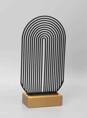 现代简约金属黑色屏风摆件样板房售楼部卧室书房客厅桌面玄关饰品