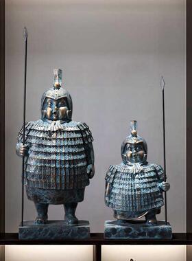 11lt1602新马中式创家居兵俑摆件意复古办公架室桌面树脂工艺品书