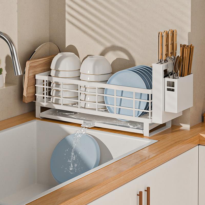 Narrow-sided dish storage rack drain dish rack kitchen multi-functional window sill chopstick hole plate sink storage rack