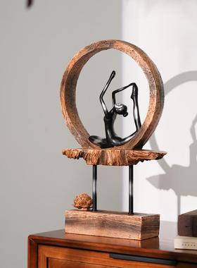 高档中新式装创意瑜莲花树脂摆伽饰家居家饰饰品工艺礼品摆饰现代