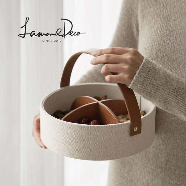 LamomeDeco light luxury storage basket home living room coffee table snack box creative desktop storage box decoration