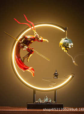 礼品客厅新中式中秋圈禅意创意嫦娥奔月灯玄关摆件酒店装饰电视柜