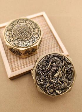 2026黄铜六面圆球型解压转转手把件时来运转招财进宝牛转乾坤高档