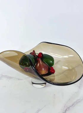 简约琉璃茶色花瓶托盘家居客厅餐桌电视柜书房样板房摆件装饰