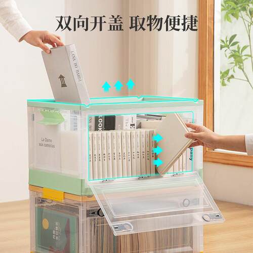 可折叠收纳箱透明家用衣服88L大号储物盒塑料侧开门玩具整理箱子 - 图2