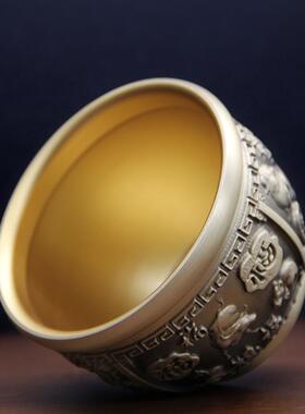 黄铜拉丝封釉吸金百福缸聚宝盆聚米缸烟灰缸商务家居创意礼品摆件