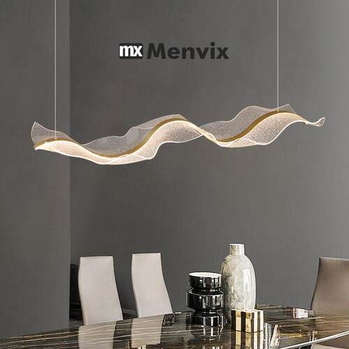 Menvix现代轻奢饭厅前台吊灯餐桌吧台茶室灯水波浪纹艺术飘带吊灯 - 图1