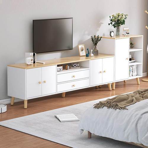 电视柜现代简约茶几组合轻奢高级感储物地柜客厅家具窄款组合墙柜 - 图2