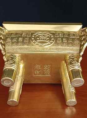 日本进口黄铜鼎摆件四方鼎诚信香炉盛鼎鼎盛千秋家具工艺品礼品摆