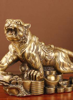 杨铜记十二生铜肖铜虎铜虎摆件厂家0117老虎金钱宝财源元虎