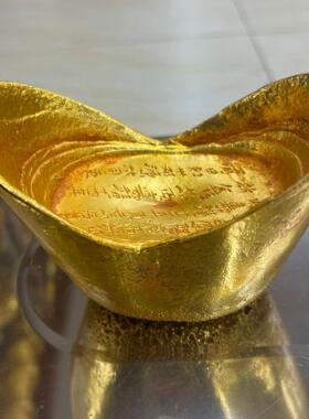 复古锌合金鎏金仿金伍拾两元宝金属工艺品文创市集古玩老物件摆件